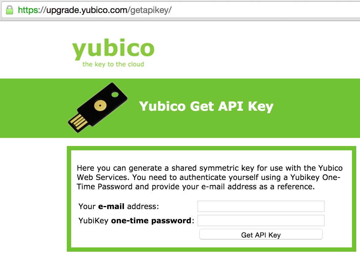 Yubico API step 1