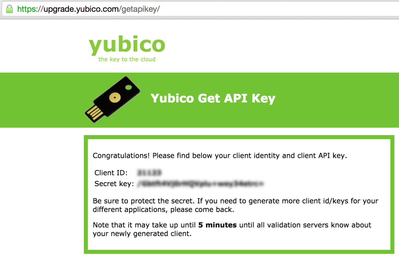 Yubico API step 2